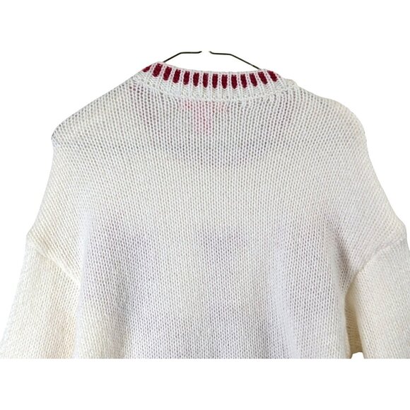 Coco and Shay size L Red and Cream Lobster Design Crew Neck Sweater Beachy Sea - Picture 11 of 14
